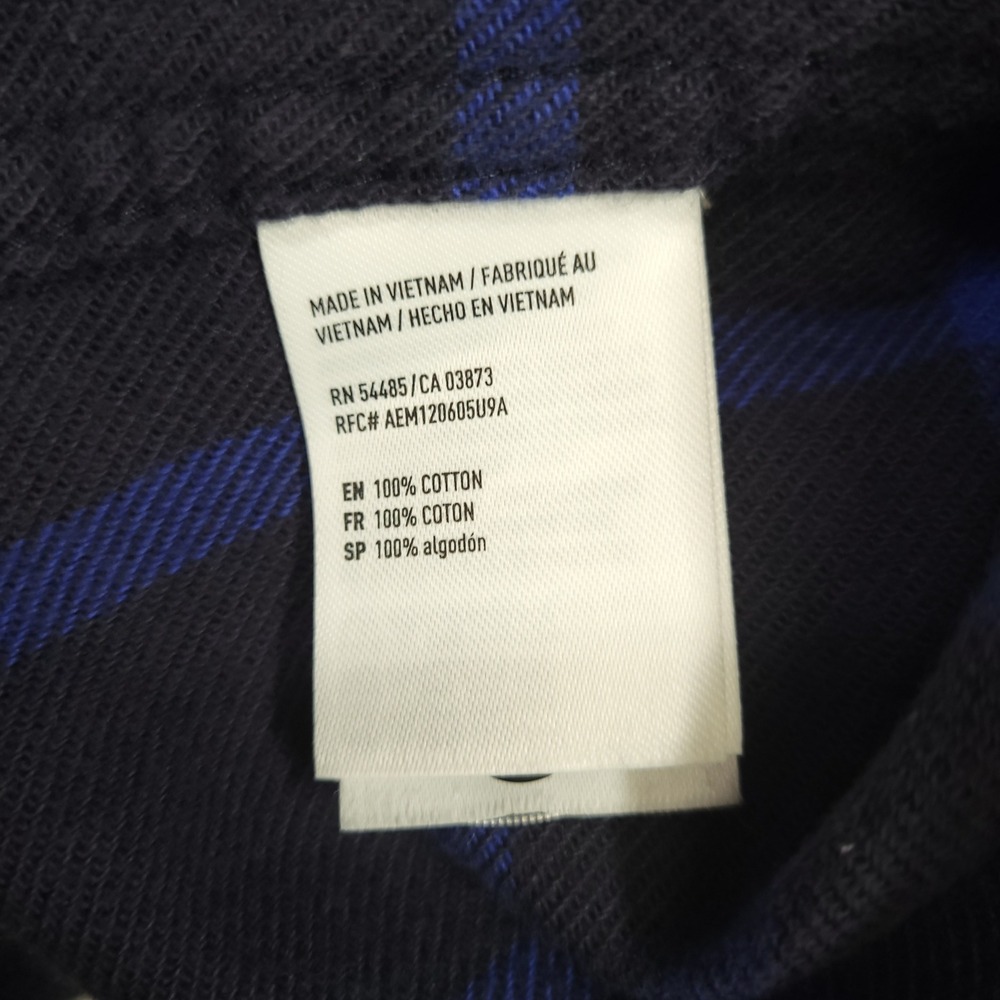 American Eagle Outfitters Mens M Flannel Shirt Blue‎ Black Plaid Button Down - Picture 5 of 7